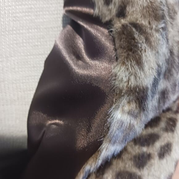 Vintage Large Dennis Basso Dark Brown Faux Fur Cheetah Coat Midi Mob Wife Aspen - Picture 5 of 8